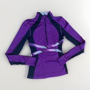 Lululemon Run Hills Pullover 1/2 Zip Cool Weather Potion Purple Stripe Black 4